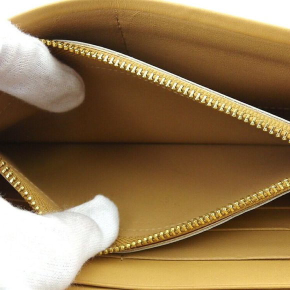 Auth Saint Laurent Long Wallet Logo Beige Leather - Picture 5 of 8